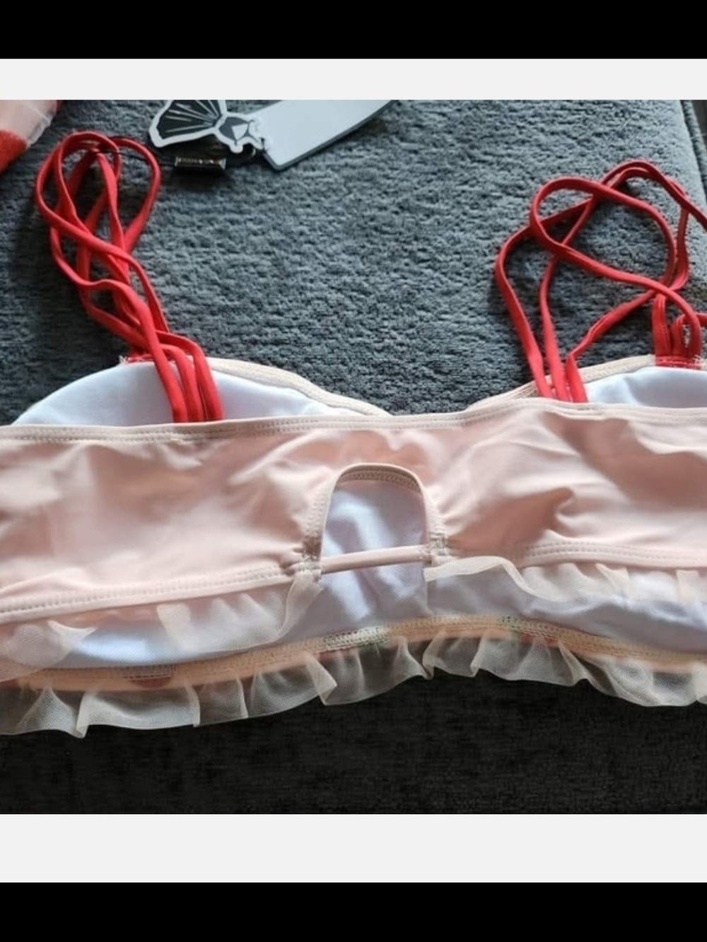 Pink Strawberry-Print Bikini Set with Ruffle Trim - Picture 5 of 6